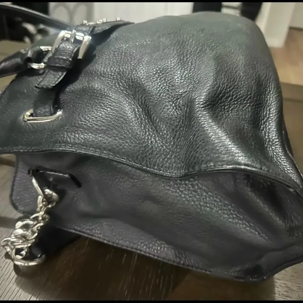 Authentic Michael Kors Hamilton Bag - Black Leather with crossbody strap